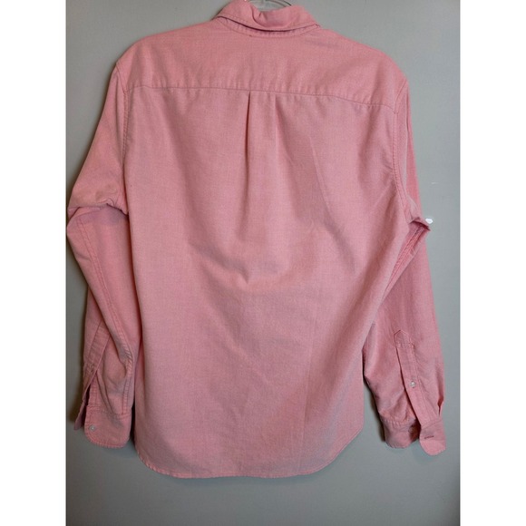 J Crew Men sz M Flex Oxford Button Down Shirt.  Coral Pink Cotton Long Sleeve - Picture 2 of 8